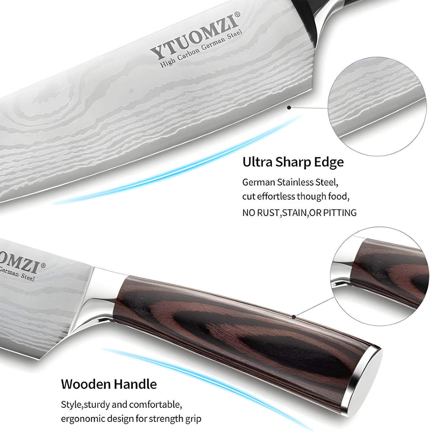 Cuchillo de Chef n1 de 8 pulgadas fabricado en acero inoxidable alemán con alto contenido de carbono, mango ergonómico, ultra afilado, la mejor opción para cocina y restaurante