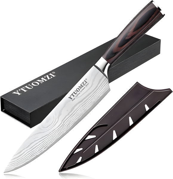 Cuchillo de Chef n1 de 8 pulgadas fabricado en acero inoxidable alemán con alto contenido de carbono, mango ergonómico, ultra afilado, la mejor opción para cocina y restaurante